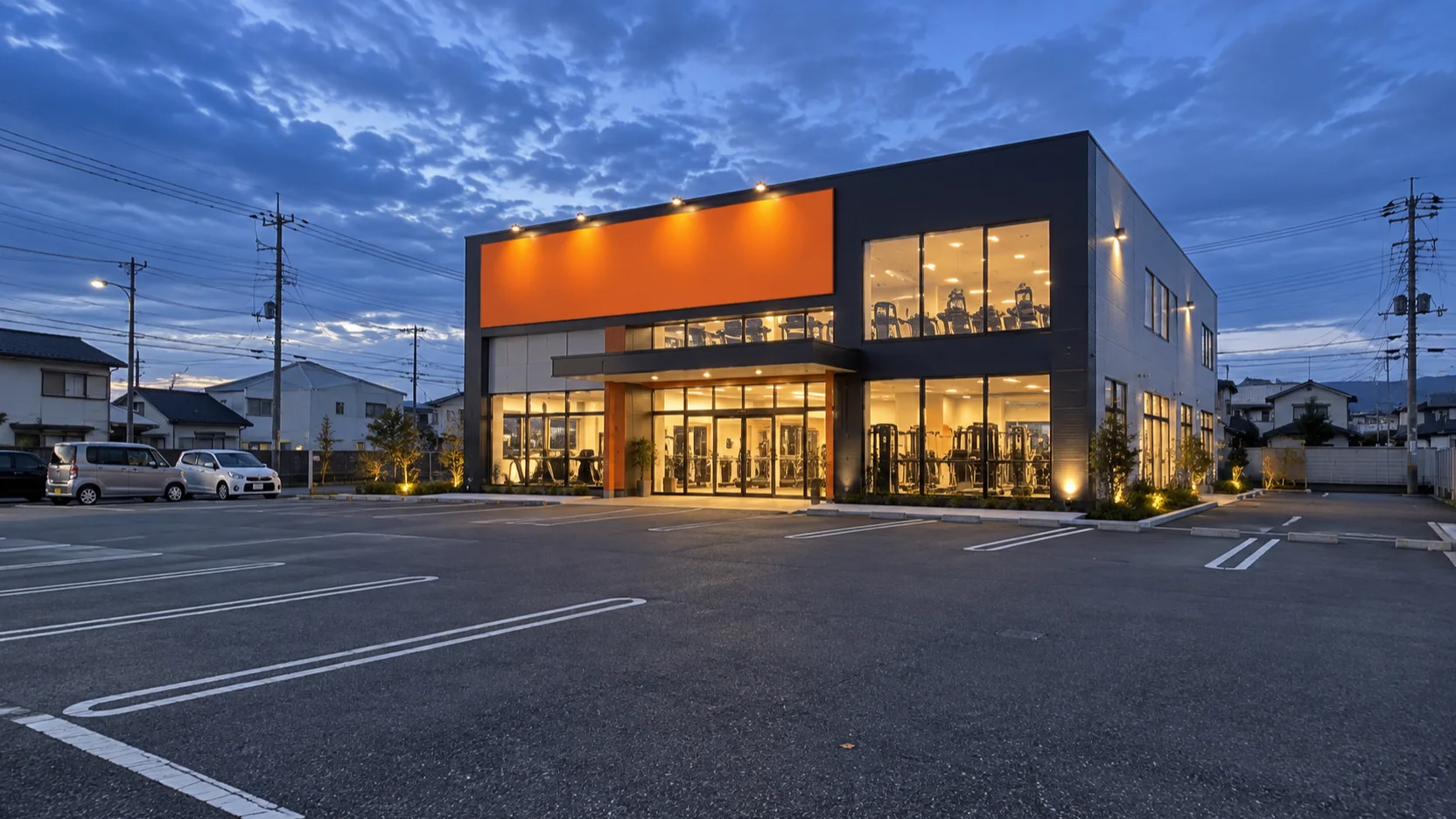 trigger fitness 24 の店舗外観。24時間フィットネスジムのフランチャイズ開業