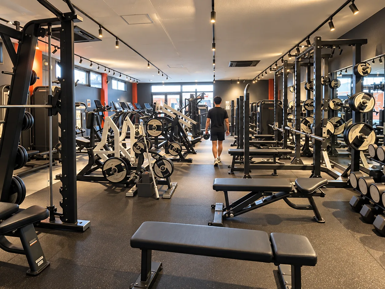 trigger fitness 24 のトレーニングフロア。店舗型サブスクで安定収益